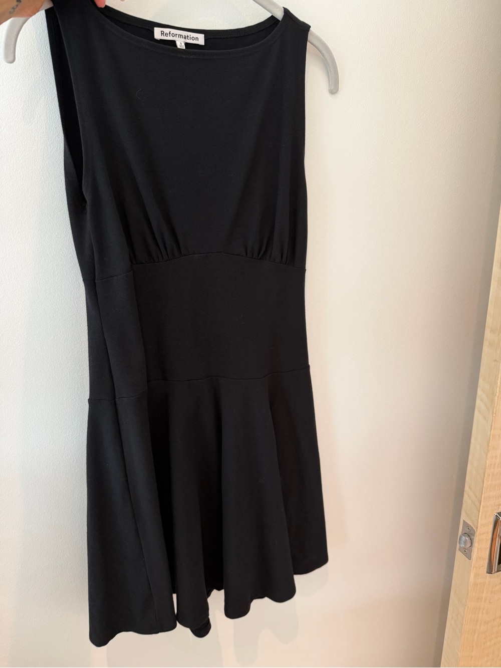 Reformation Black Sleeveless Fit-and-Flare Dress